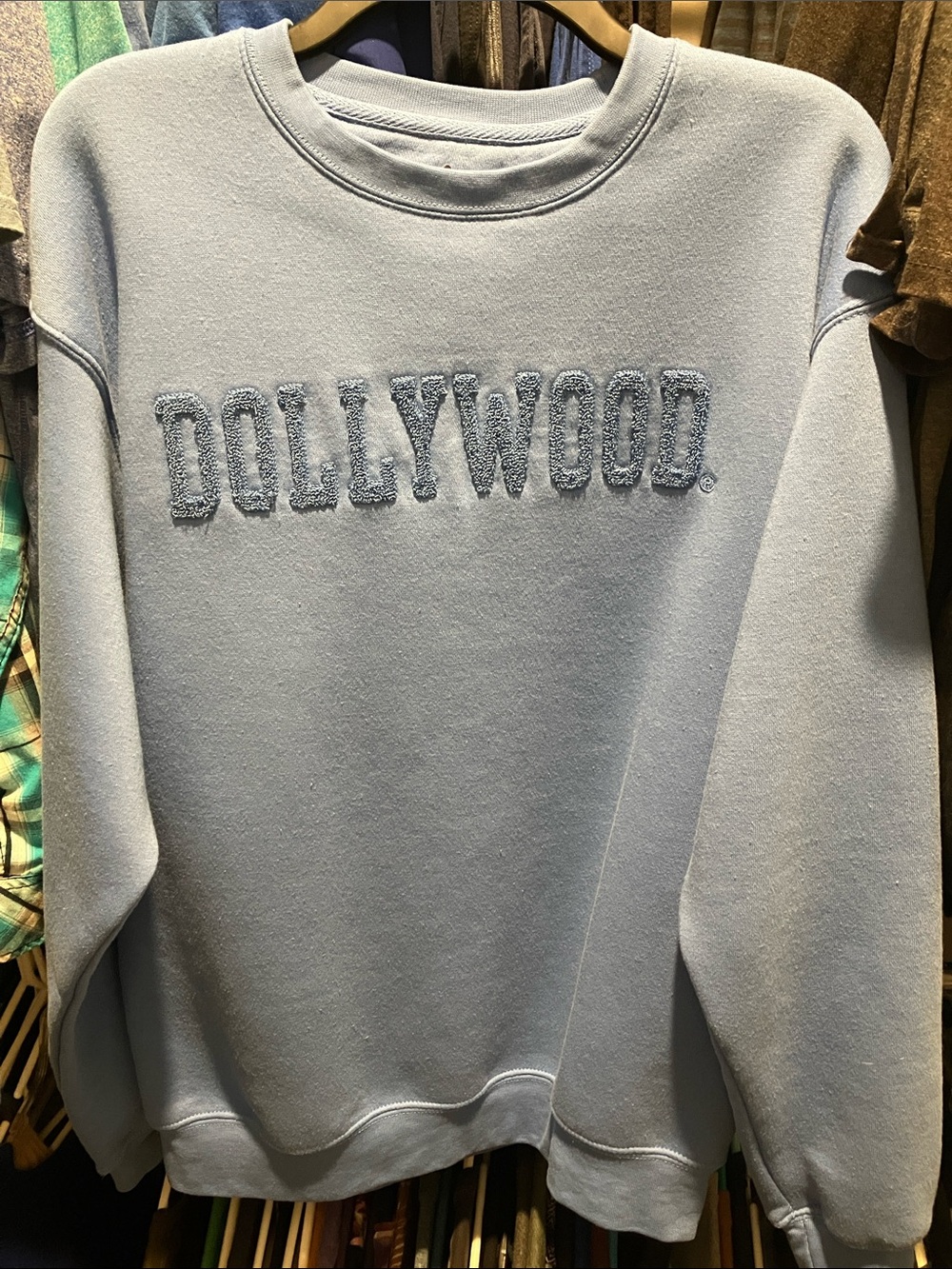Dollywood Light Blue Crewneck Sweatshirt - Women's Casual Pullover